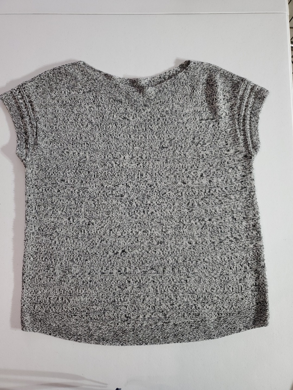 Talbots S Gray Marled Lightweight Linen Short-Sleeve Scoop Neck Sweater